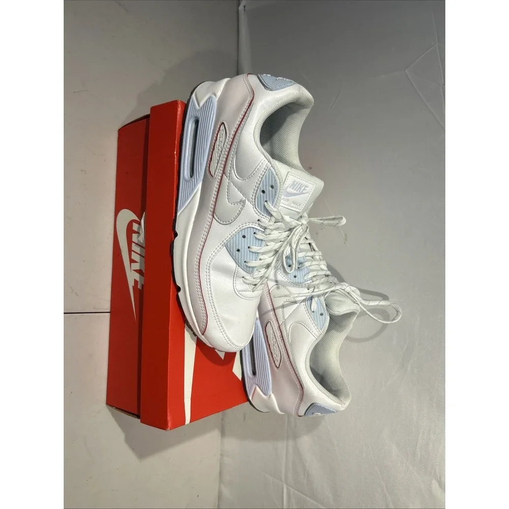 Nike Air Max 90 DIY Flare CW5569-100 - White Hydrogen Blue Bright Crimson 12 US